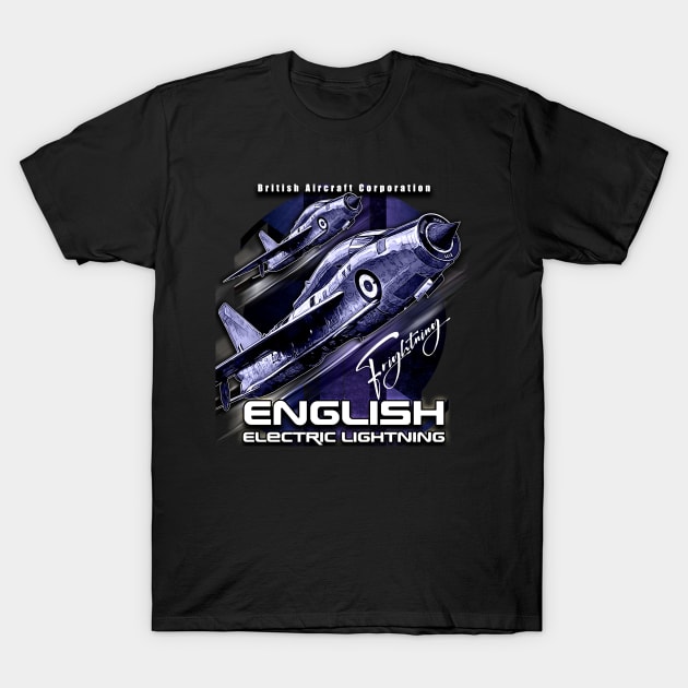 English Electric Lightning RAF Supersonic Fighter T-Shirt by aeroloversclothing